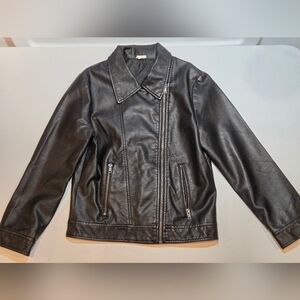 Girls XL Black Faux Leather Jacket